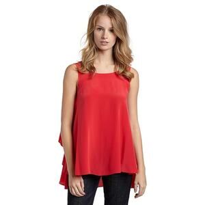 BCBGMAXAZRIA Bright Coral Sleeveless Round Neckline Top Medium